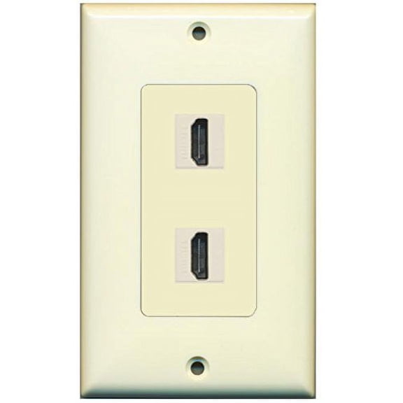 RiteAV HDMI 2.0 Keystone Decorative Wall Plate - Light Almond/Light Almond 2 Port