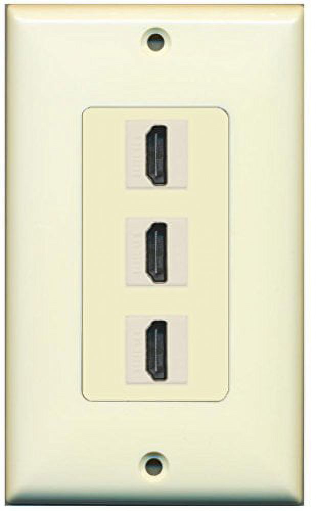 RiteAV HDMI 2.0 Keystone Decorative Wall Plate Light Almond/Light Almond 3 Port