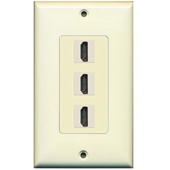RiteAV HDMI 2.0 Keystone Decorative Wall Plate - Light Almond/Light Almond 3 Port