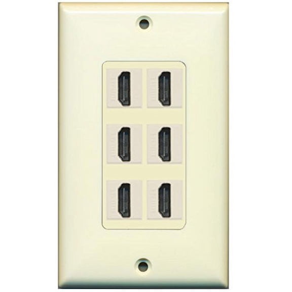 RiteAV HDMI 2.0 Keystone Decorative Wall Plate - Light Almond/Light Almond 6 Port