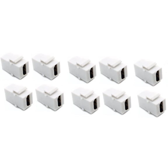 RiteAV HDMI 2.0 White Keystone Adapter Coupler Female to Female (10 Pack)