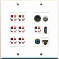 thumbnail image 1 of RiteAV HDMI Cat5E Coax RCA Blue 7 Speaker Jack Toslink Wall Plate White, 1 of 1