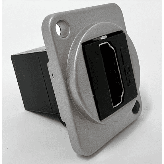 RiteAV HDMI D Series Chassis Panel Mount Connector Pass Through Solderless Bulkhead Coupler, Silver Metal Housing/Black HDMI