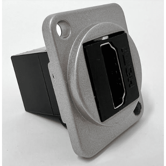 RiteAV HDMI D Series Chassis Panel Mount Connector Pass Through Solderless Bulkhead Coupler, Silver Metal Housing/Black HDMI