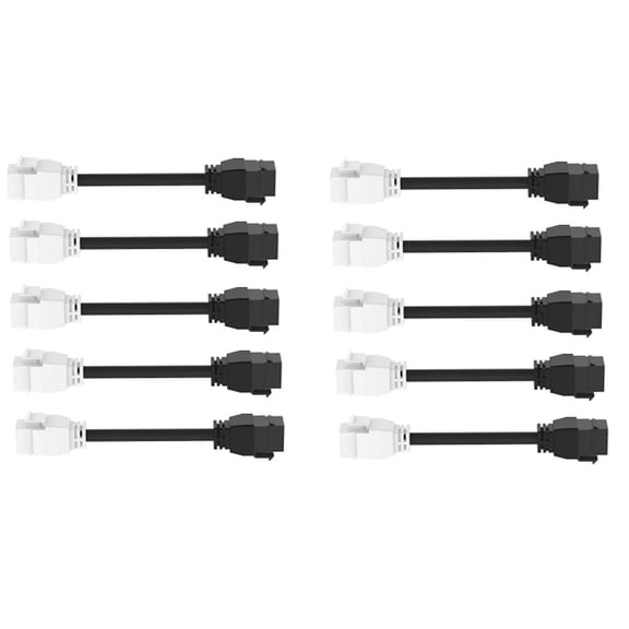 RiteAV - HDMI Female-Female Pigtail Extension Cable Coupler Keystone Dongle Jack Black/White (10 Pack)