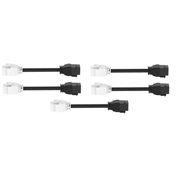 RiteAV - HDMI Female-Female Pigtail Extension Cable Coupler Keystone Dongle Jack Black/White (5 Pack)
