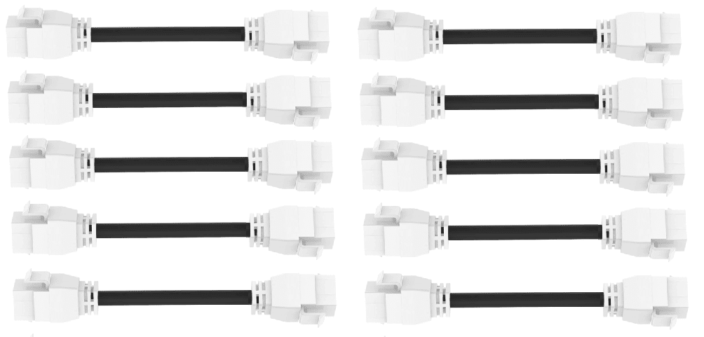 RiteAV - HDMI Female-Female Pigtail Extension Cable Coupler Keystone Dongle Jack White/White (10 Pack)