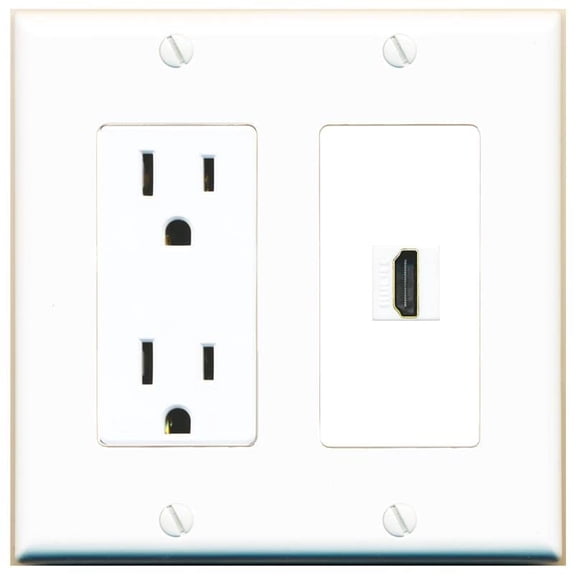 RiteAV HDMI Wall Plate 1 Port - Outlet [White/White]