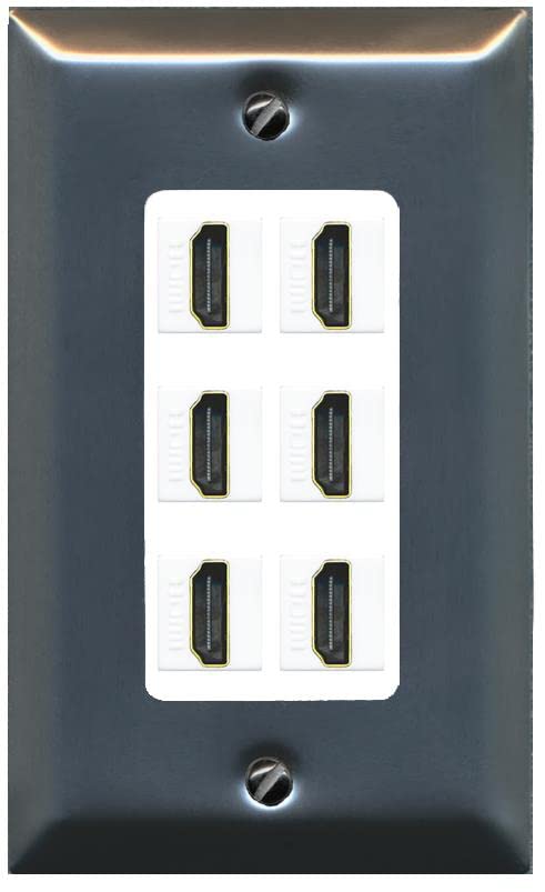 RiteAV HDMI Wall Plate 6 Port - 1 Gang [Brushed-Nickel/White] - Walmart.com