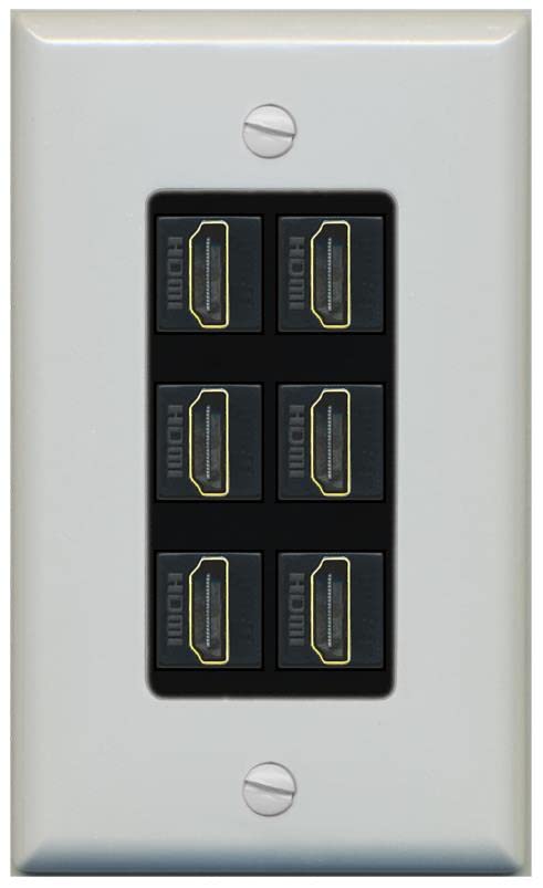 RiteAV HDMI Wall Plate 6 Port - 1 Gang [Gray/Black] - Walmart.com