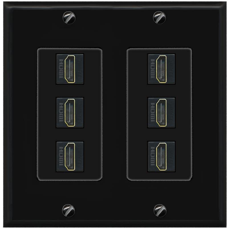 RiteAV HDMI Wall Plate 6 Port - 2 Gang [Black/Black] - Walmart.com