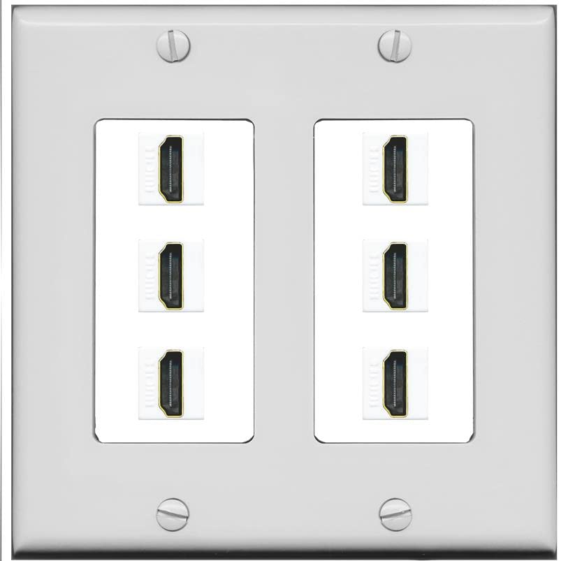 RiteAV HDMI Wall Plate 6 Port - 2 Gang [Gray/White] - Walmart.com