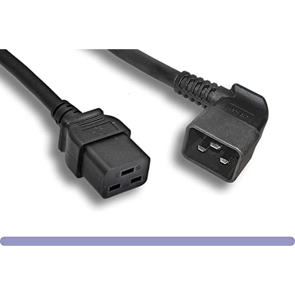 RiteAV - Heavy Duty 12 AWG Right Angled C19 / C20 Universal Jumper Power Cord (BLACK (3ft) 1 Meter)