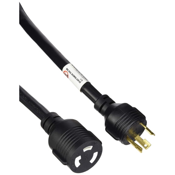 RiteAV Heavy Duty Extension Cord - 3 Feet - Black | Locking Connectors, NEMA L5-30P to NEMA L5-30R, 10AWG, 30A, SJT, 125V