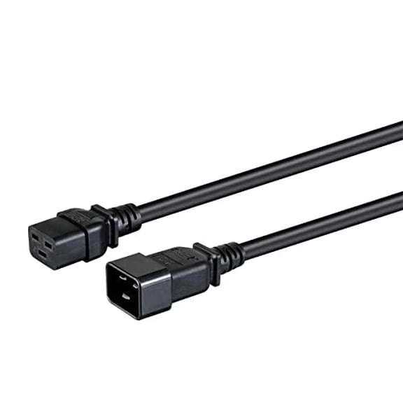 RiteAV Heavy Duty Extension Cord - 6 Feet - Black | IEC 60320 C20 to IEC 60320 C19, 12AWG, 20A/2500W, SJT, 250V, for Servers, Routers, Switches, Blade Servers
