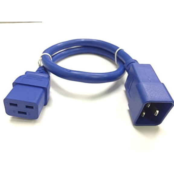 RiteAV - Heavy Duty Extension Power Cord, C19 to C20, 12AWG, 20 AMPS, 250V (Blue, 10ft)