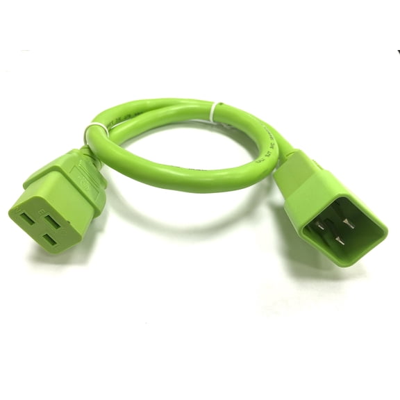 RiteAV - Heavy Duty Extension Power Cord, C19 to C20, 12AWG, 20 AMPS, 250V (Green, 2ft)
