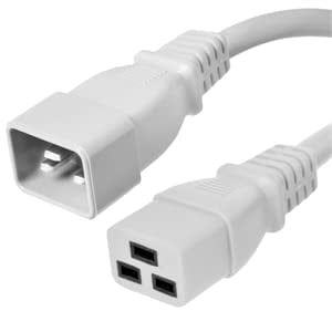 RiteAV - Heavy Duty Extension Power Cord, C19 to C20, 12AWG, 20 AMPS, 250V (White) (White 3 ft.)