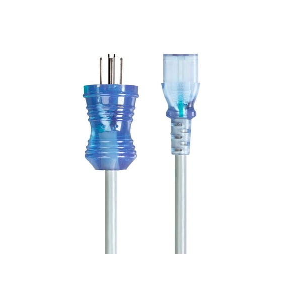 RiteAV Hospital-Grade Computer Power Cable/Cord - 10 Feet - Gray | Clear Plugs 10A 14 AWG (NEMA 5-15P to IEC-320-C13)