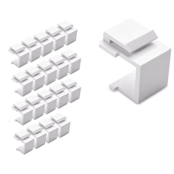 RiteAV Keystone Jack Blank White Solid - 20 Pack