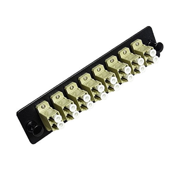 RiteAV LGX Footprint LC Adapter Panel, 8 Ports, Loaded w/8 LC Duplex Multimode Adapters, Black