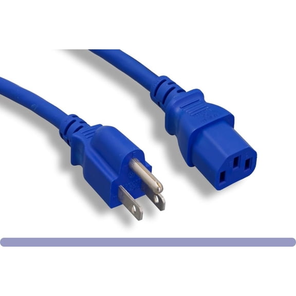 RiteAV - Power Cable/Cord - Multi Color 18AWG 3 Conductor PC Power Connector Socket 10A (NEMA 5-15P to IEC 60320 C13) (Blue, 2 ft.)