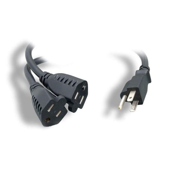 RiteAV Power Cord Splitter - 3 Feet - Black | NEMA 5-15P to 2X NEMA 5-15R, 16AWG, 10A, SJT, Plug Two Devices into a Single Power Outlet