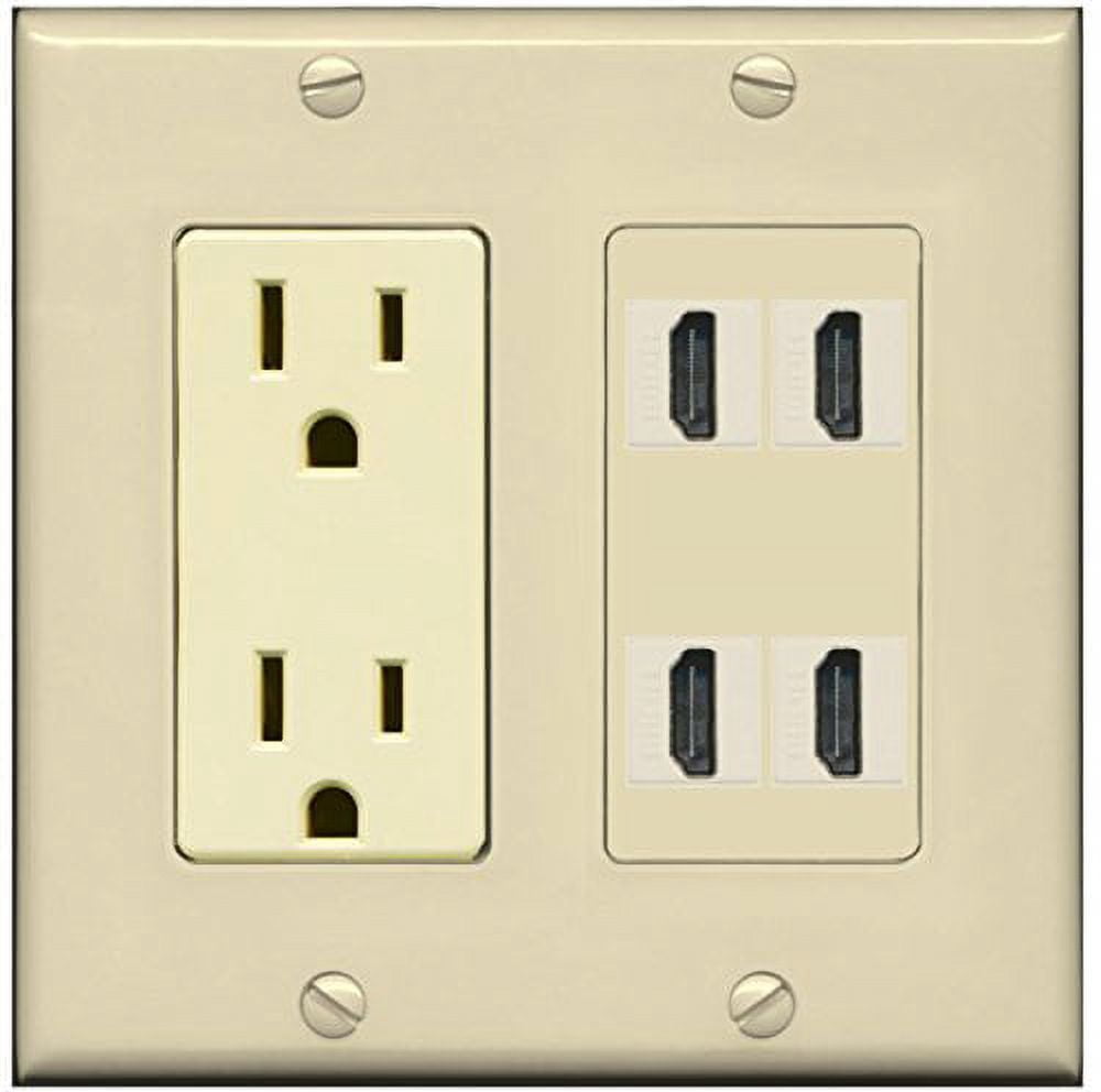 RiteAV Power Outlet 4 HDMI Wall Plate - Ivory