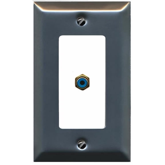 RiteAV RCA-Blue Wall Plate [Stainless-White]