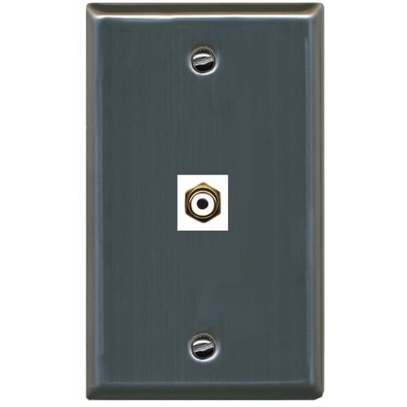 RiteAV RCA-White Wall Plate Flat/Solid [Stainless Steel]