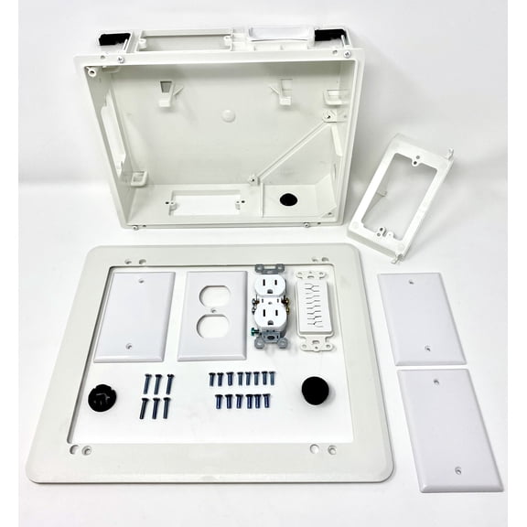 RiteAV Recessed Television Box - Conceals Power and Low Voltage Cabling Behind The Wall - White