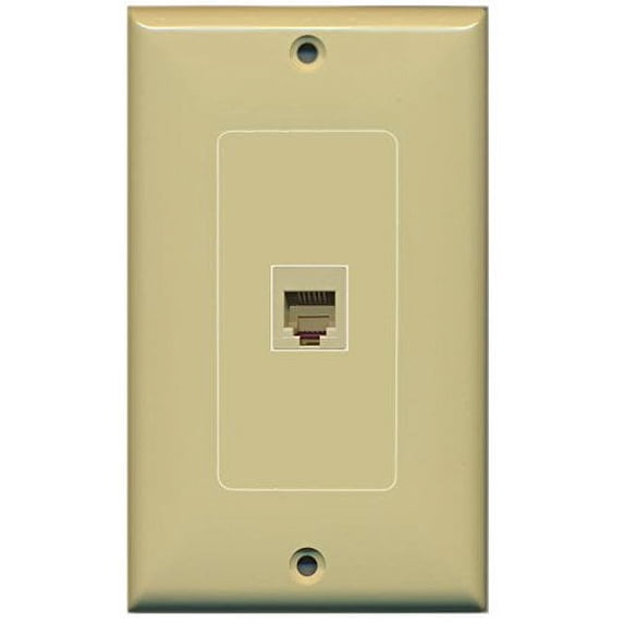 RiteAV Rj11/12 Phone Beige Wall Plate 1 Gang Decorative Ivory