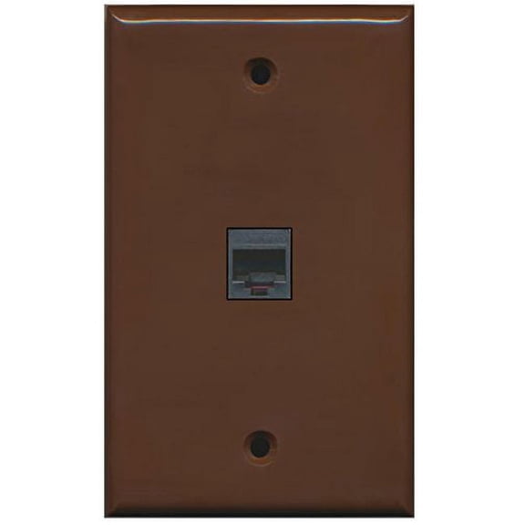 RiteAV Rj11/12 Phone Wall Plate 1 Gang Flat - Brown