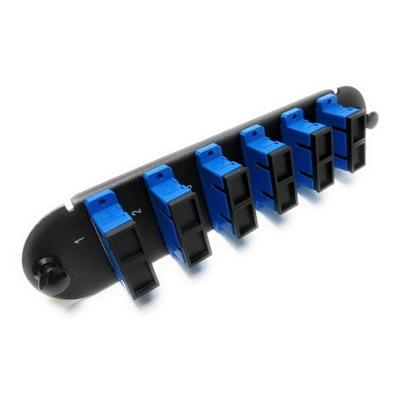 RiteAV - SC/SC (6 Port Duplex w/12 Fiber Connectors) Adapter Panel (Non-LGX) Blue/Black (9/125) for Yellow OS2 Singlemode