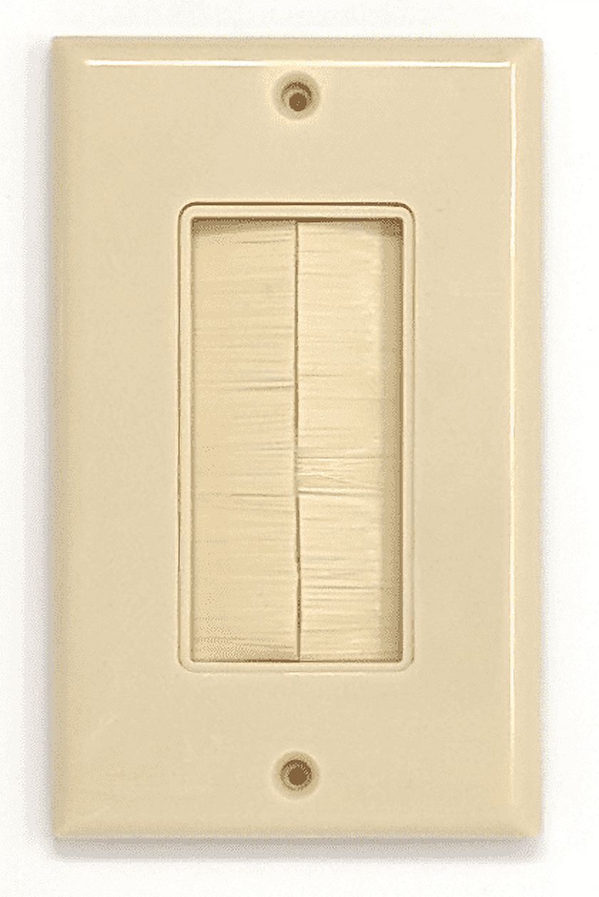 RiteAV Single Gang Wall Plate with Brush Bristles Ivory [Now Fits