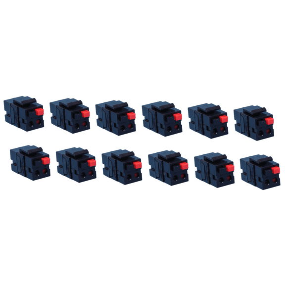 RiteAV Speaker Spring Clip Keystone Jack for Wall Plates - Female to Female - Black - 12 Pack