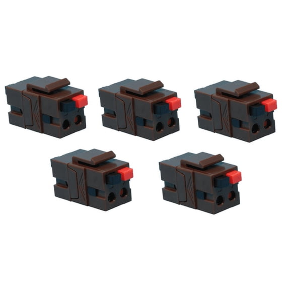 RiteAV Speaker Spring Clip Keystone Jack for Wall Plates - Female to Female - Brown - 5 Pack