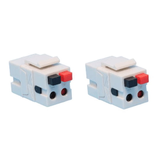 RiteAV Speaker Spring Clip Keystone Jack for Wall Plates - Female to Female - White - 2 Pack