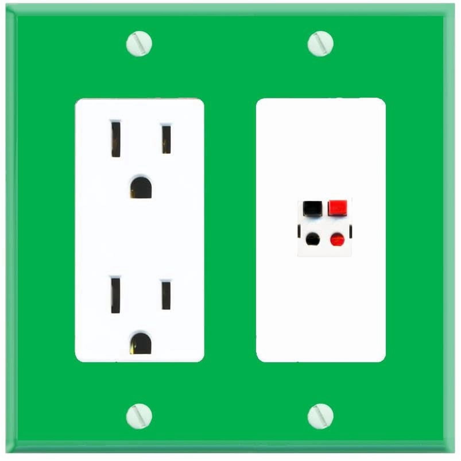 RiteAV Speaker Wall Plate with Power Outlet [Green-White]