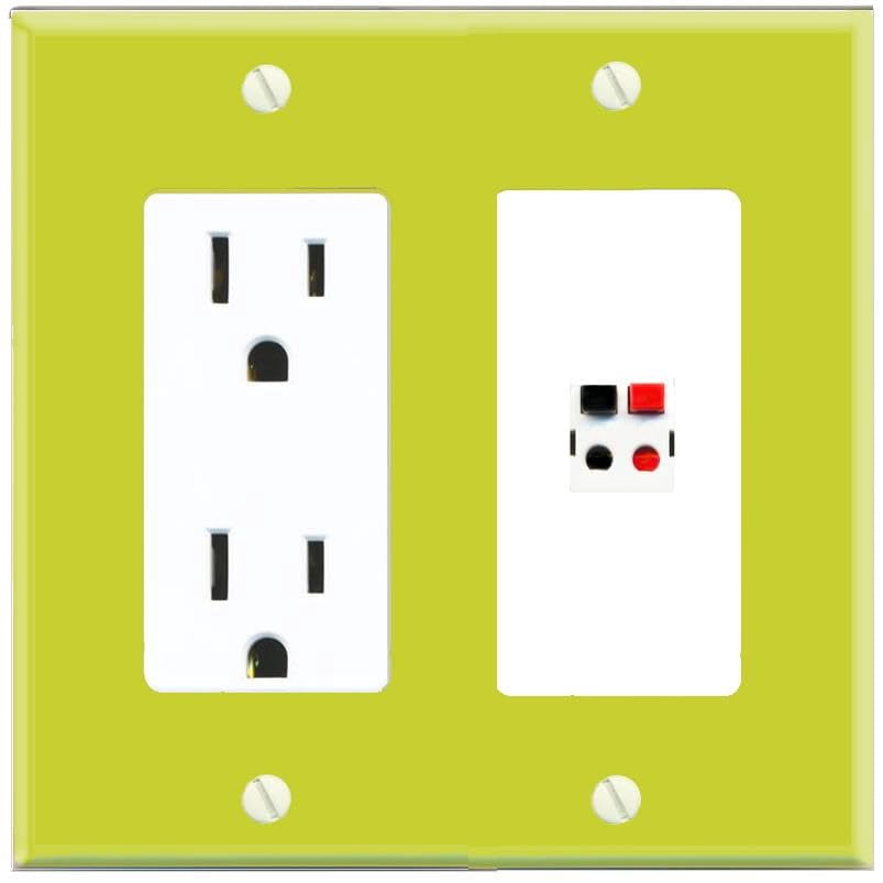 RiteAV Speaker Wall Plate with Power Outlet [Pea Green-White]