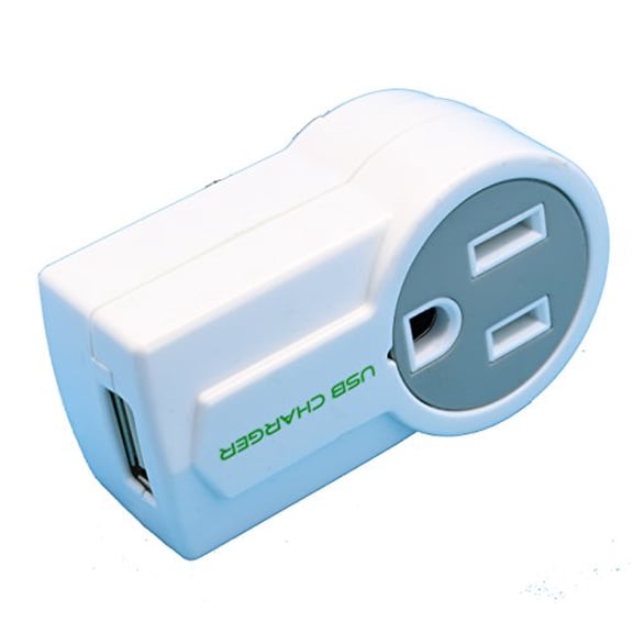 RiteAV Swivel Outlet Wall Tap Plug + 1 x Female USB Jack Charger for Cell Phone