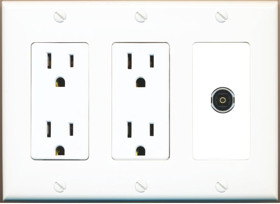 RiteAV TOSLINK Wall Plate with Dual 15A Power Outlets