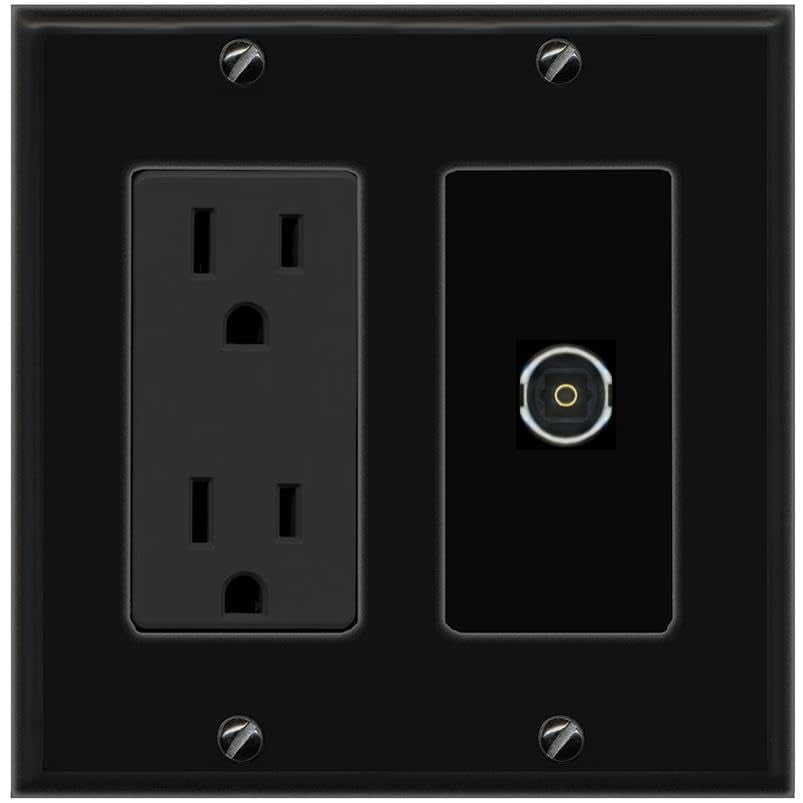RiteAV TOSLINK Wall Plate with Power Outlet [Black]