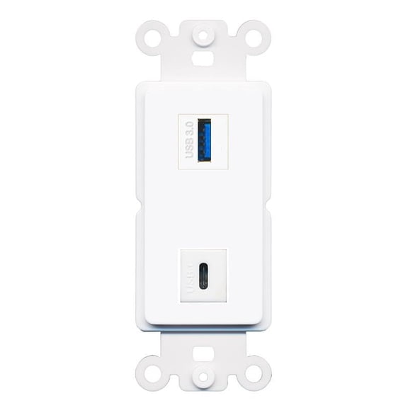 RiteAV USB-3 USBC Rocker Insert Wall Plate Module [White]