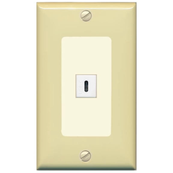 RiteAV USBC Wall Plate - 1 Gang Decorative [Ivory/Light-Almond]