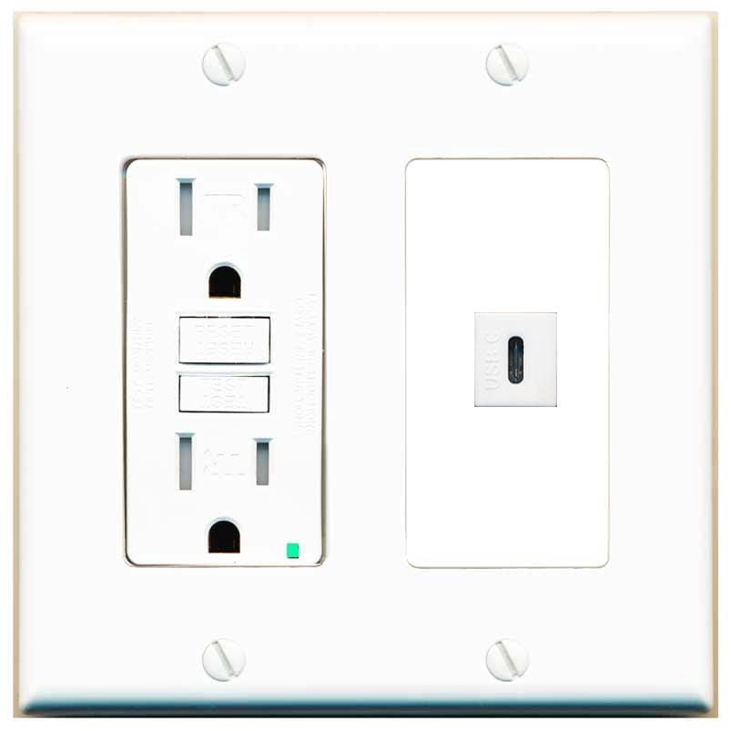 RiteAV USBC Wall Plate - GFCI Outlet [White]