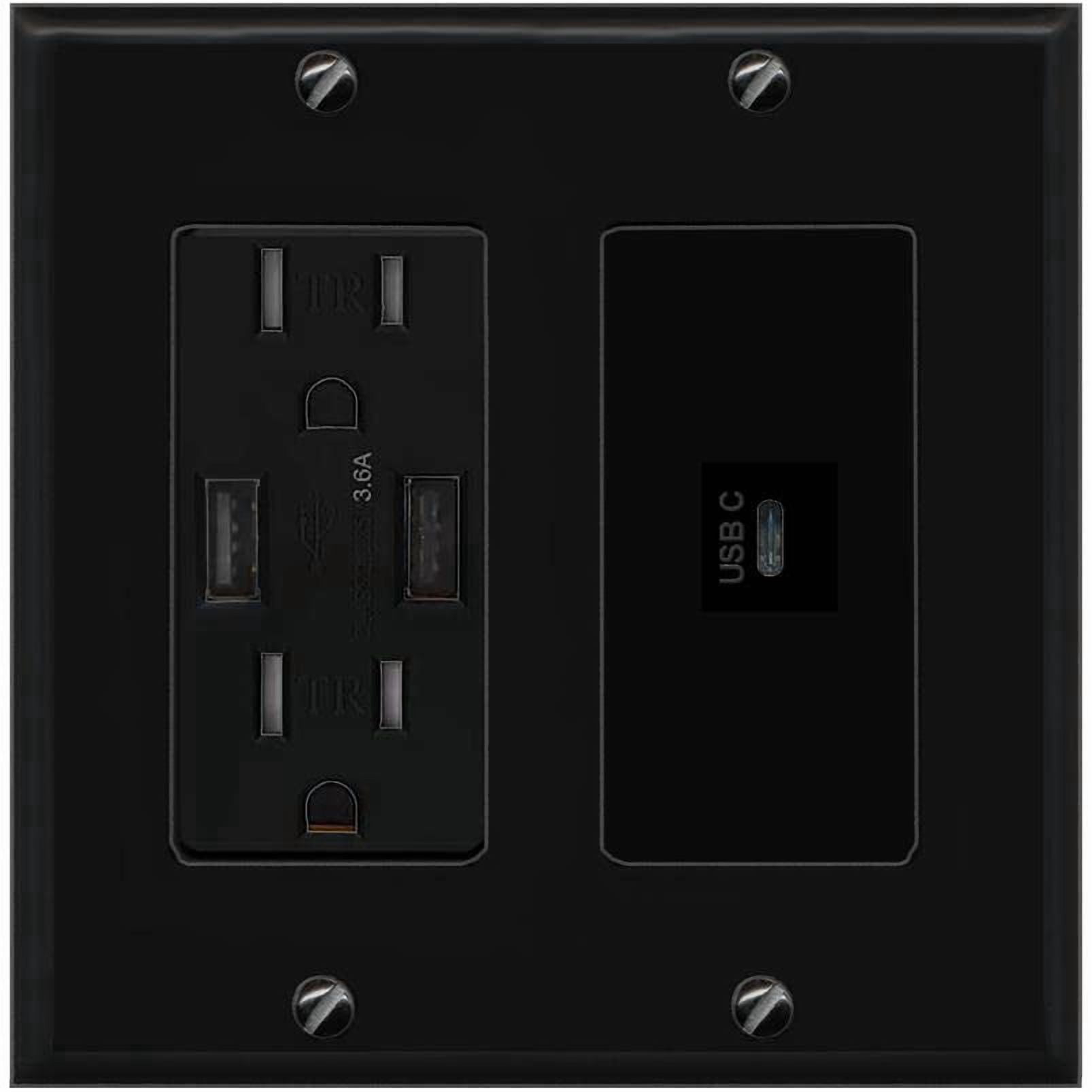 RiteAV USBC Wall Plate - USB Outlet [Black/Black]