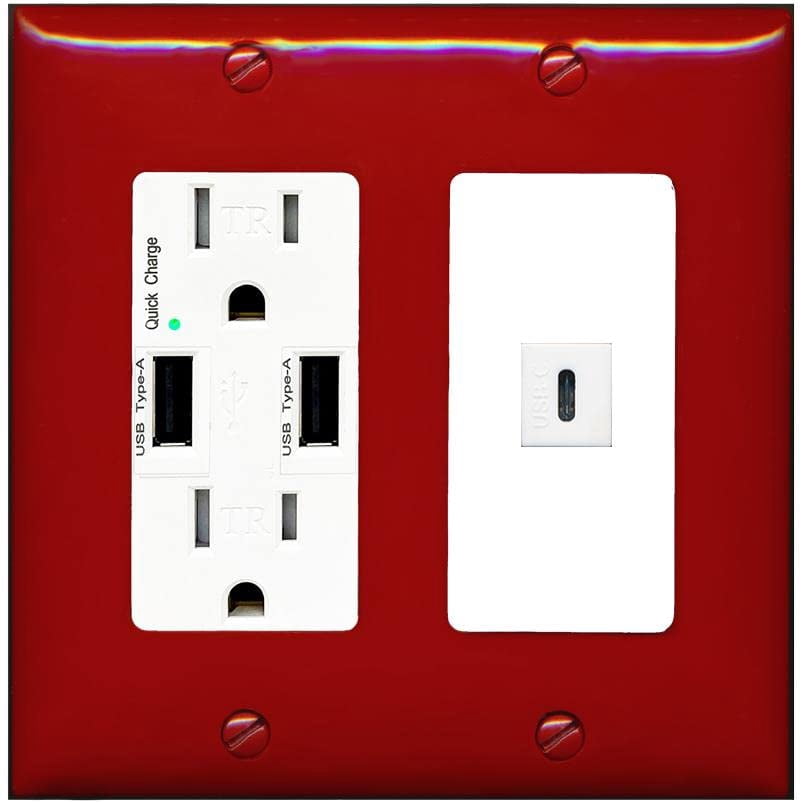RiteAV USBC Wall Plate - USB Outlet [Red/White]