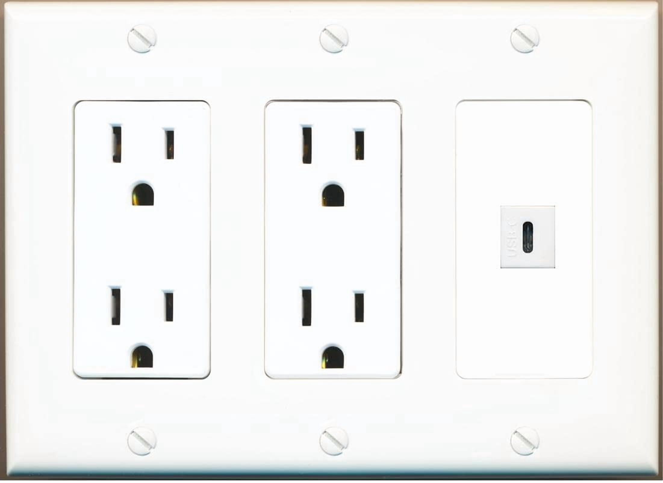 RiteAV USBC Wall Plate with Dual 15A Power Outlets