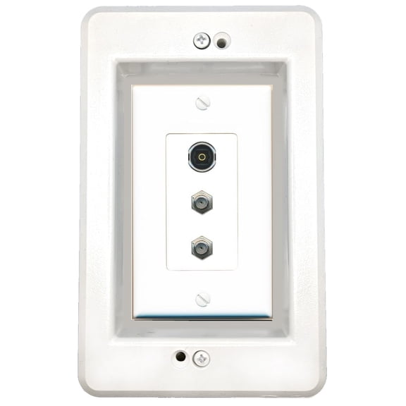 RiteAV in-Wall Cable Management Kit Recessed Outlet 2 Coax TOSLINK Wall Plate